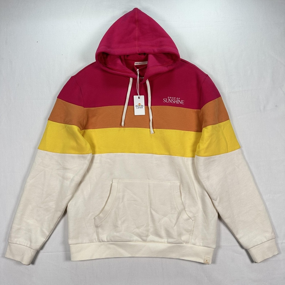 Marine Layer Drop‎ Of Sunshine Hoodie Medium Colorblock Pullover Sweatshirt NWT